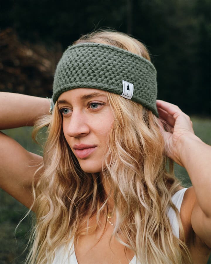 TreeHeadband Knitted Fleece Sage - HEADBAND - NIKIN EU