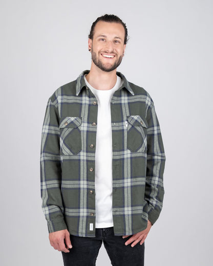 TreePlanter Overshirt Check Ash Green-Navy - SHIRT - NIKIN EU