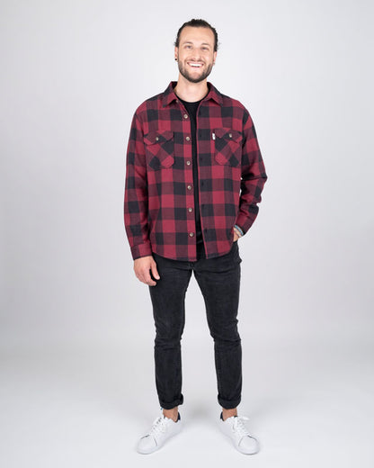 TreePlanter Overshirt Check Deep Maroon-Black