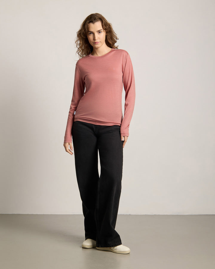 TreeShirt Longsleeve Wool Slim Salmon Rose Mel