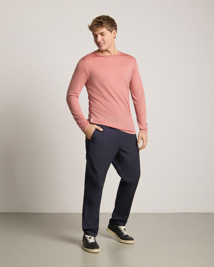 TreeShirt Longsleeve Wool Slim Salmon Rose Mel