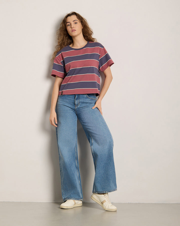 TreeShirt Striped Oversized Women Dark Ink-Blush