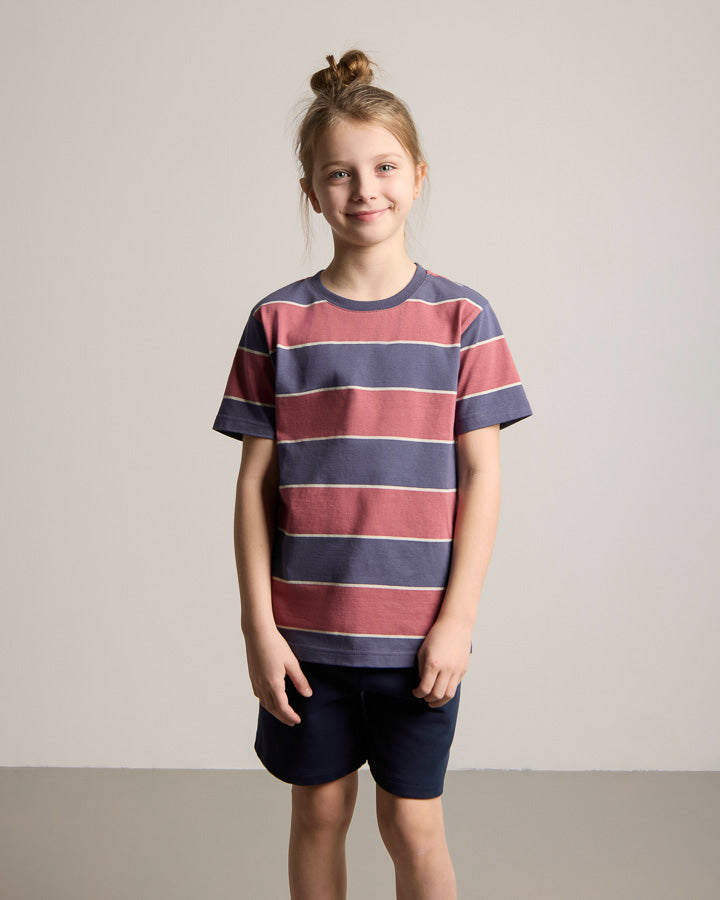 TreeShirt Striped Kids Dark Ink-Blush