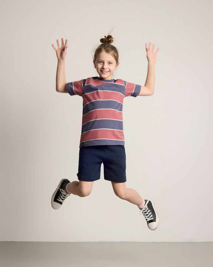 TreeShirt Striped Kids Dark Ink-Blush