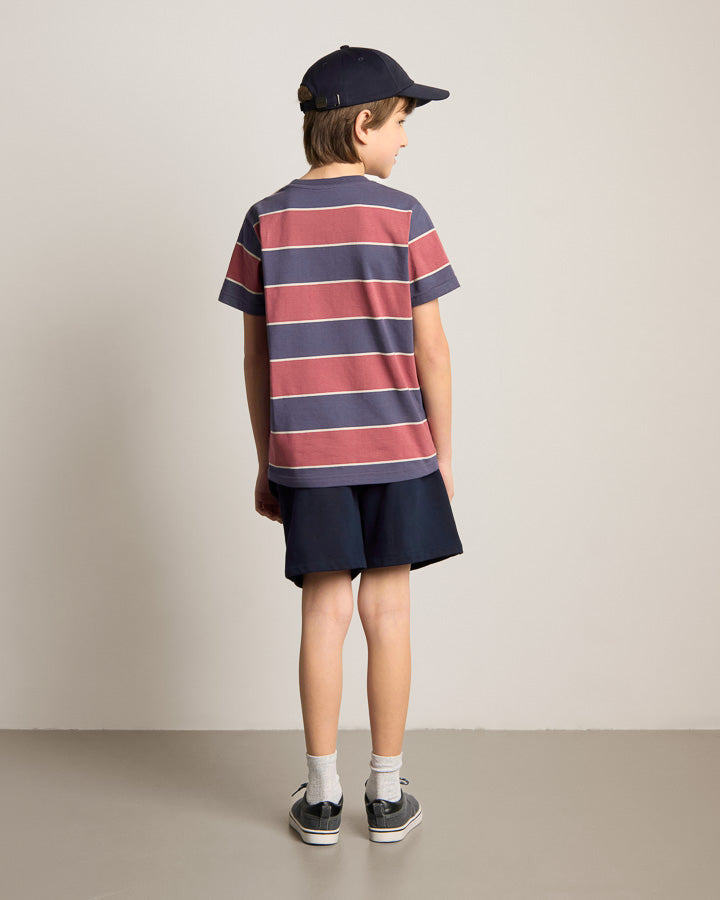TreeShirt Striped Kids Dark Ink-Blush