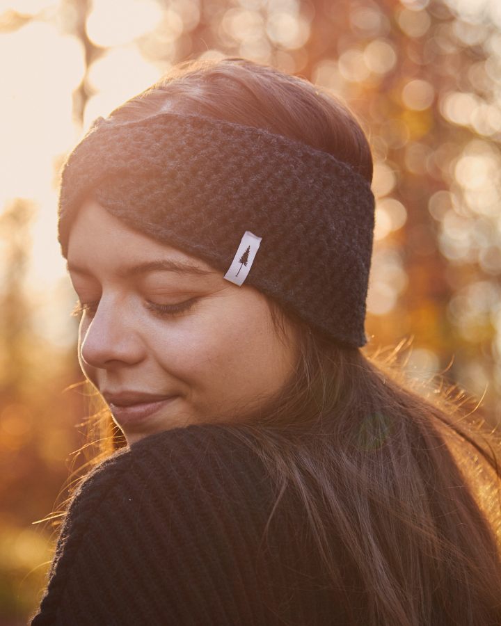 TreeHeadband Knitted Twist Black Mel - HEADBAND - NIKIN EU
